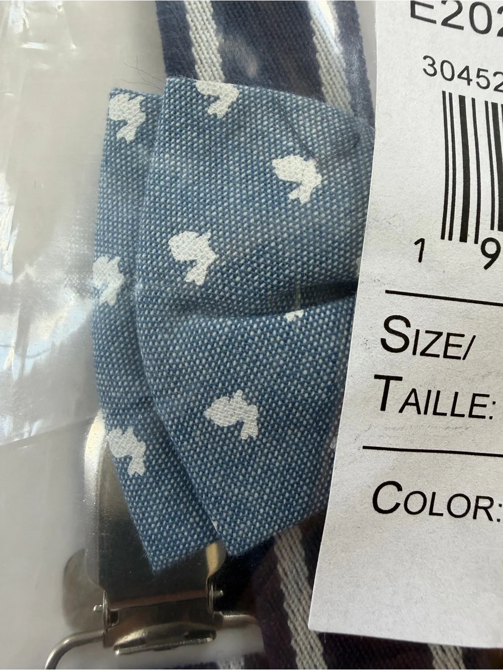 Gymboree Navy & White Striped Boys Suspenders with Light Blue Bow